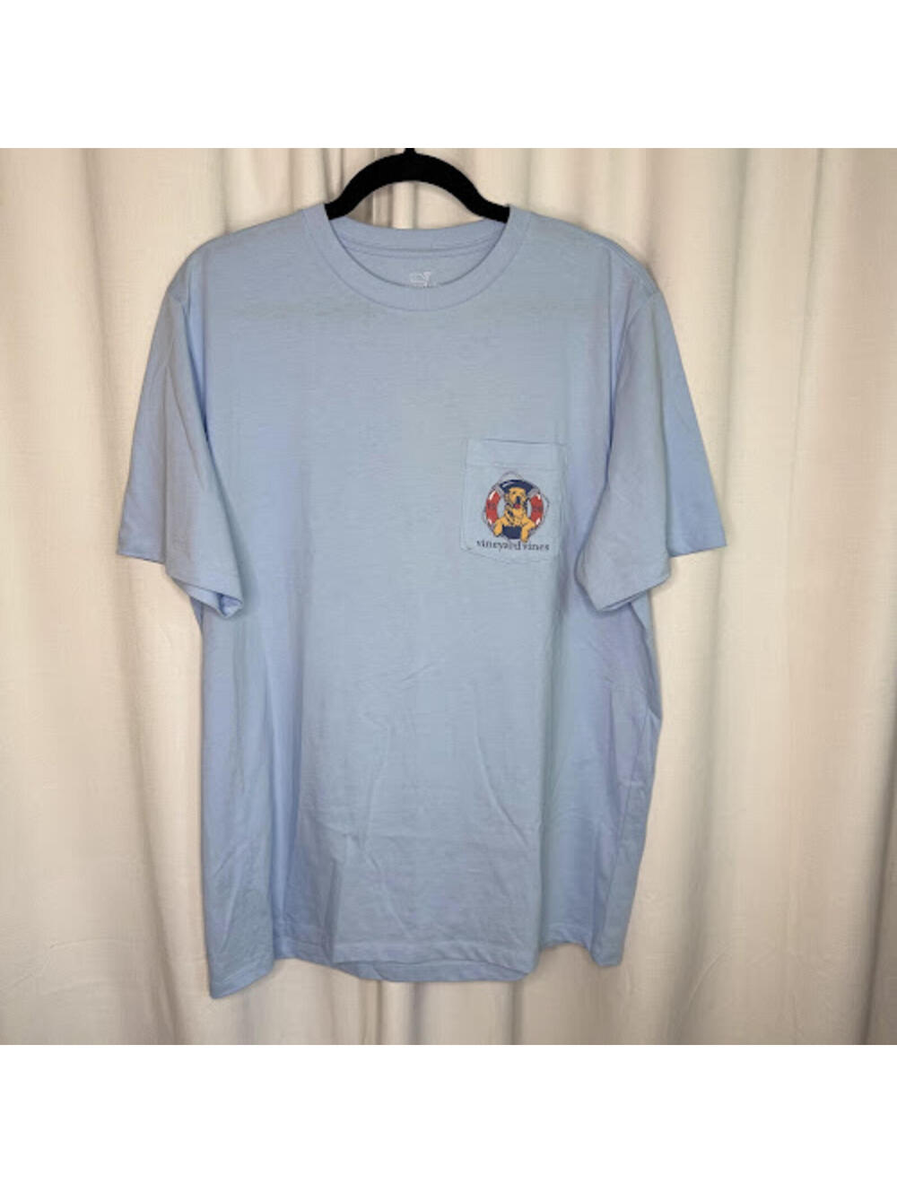 Vineyard Vines L Men's Light Blue Dog Life Ring Graphic Pocket T-Shirt Cotton - Picture 3 of 7
